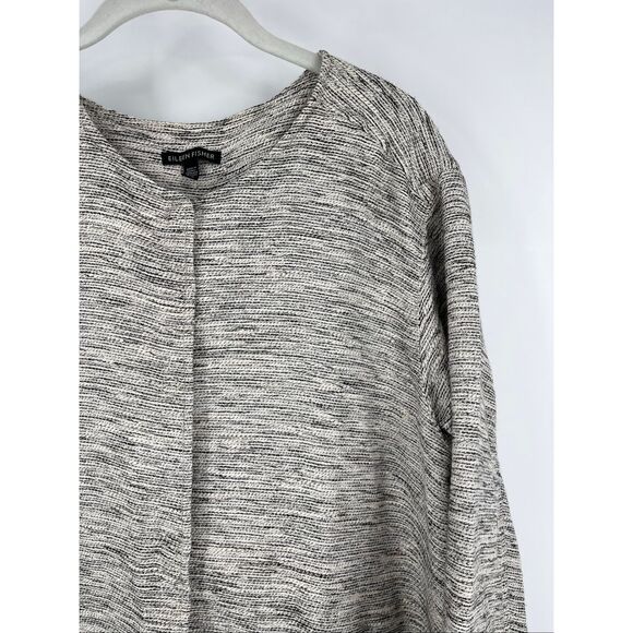 Eileen Fisher Textured Knit Button Front Coat Cardigan Jacket Size Large Grey - Picture 3 of 14